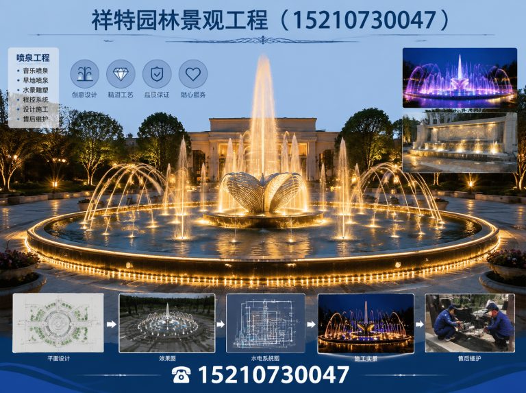 阜平县人工湖喷泉展示图